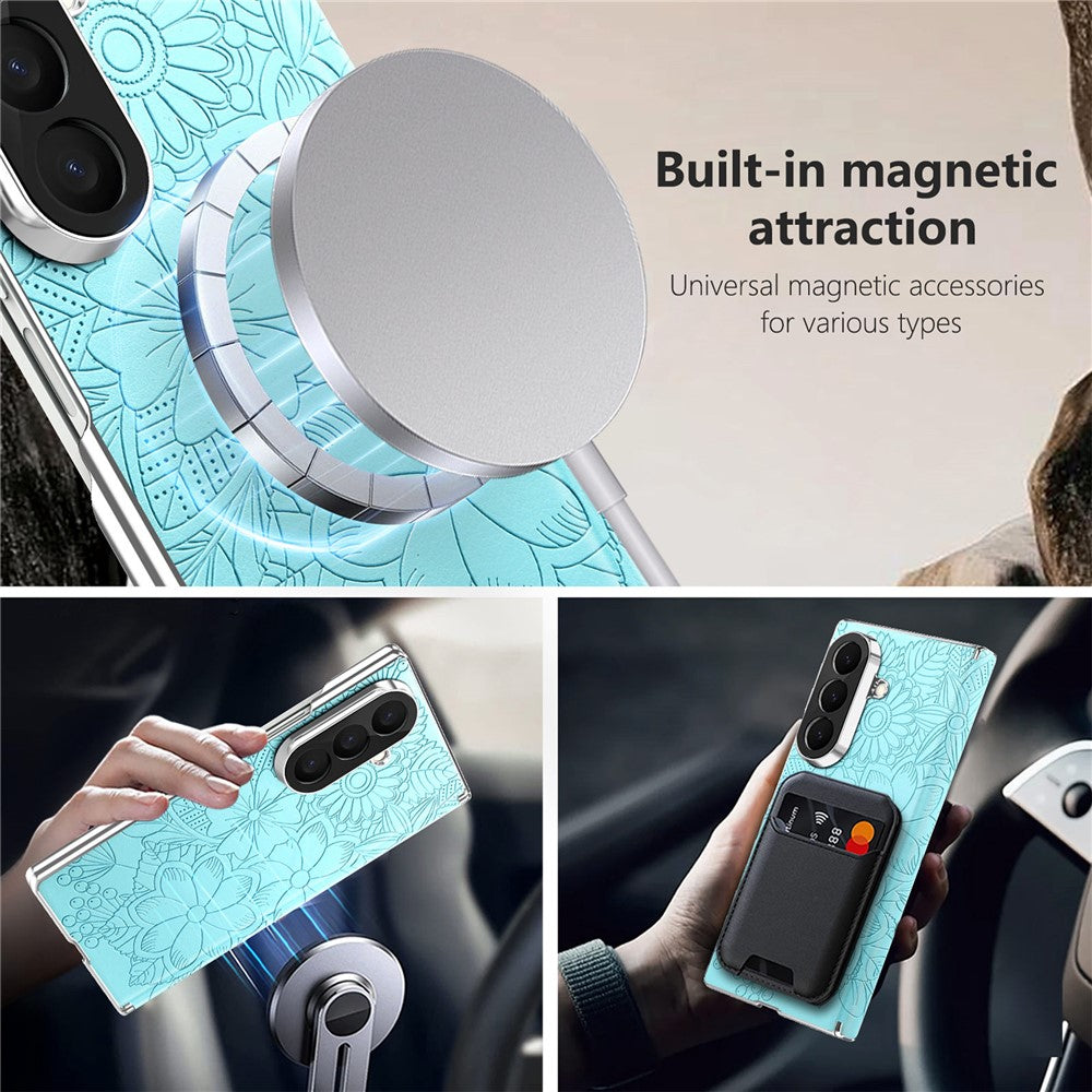For Samsung Galaxy Z Fold8 Ultra Magnetic Case Embossed Floral Electroplated Dual-Axis Anti-Drop Phone Cover