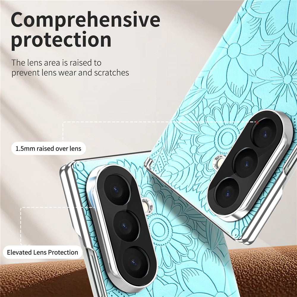 For Samsung Galaxy Z Fold8 Ultra Magnetic Case Embossed Floral Electroplated Dual-Axis Anti-Drop Phone Cover