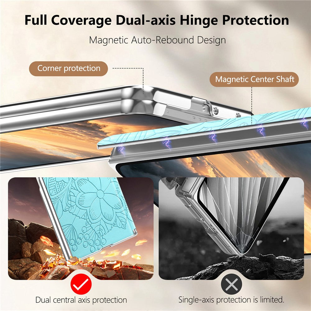 For Samsung Galaxy Z Fold8 Ultra Magnetic Case Embossed Floral Electroplated Dual-Axis Anti-Drop Phone Cover