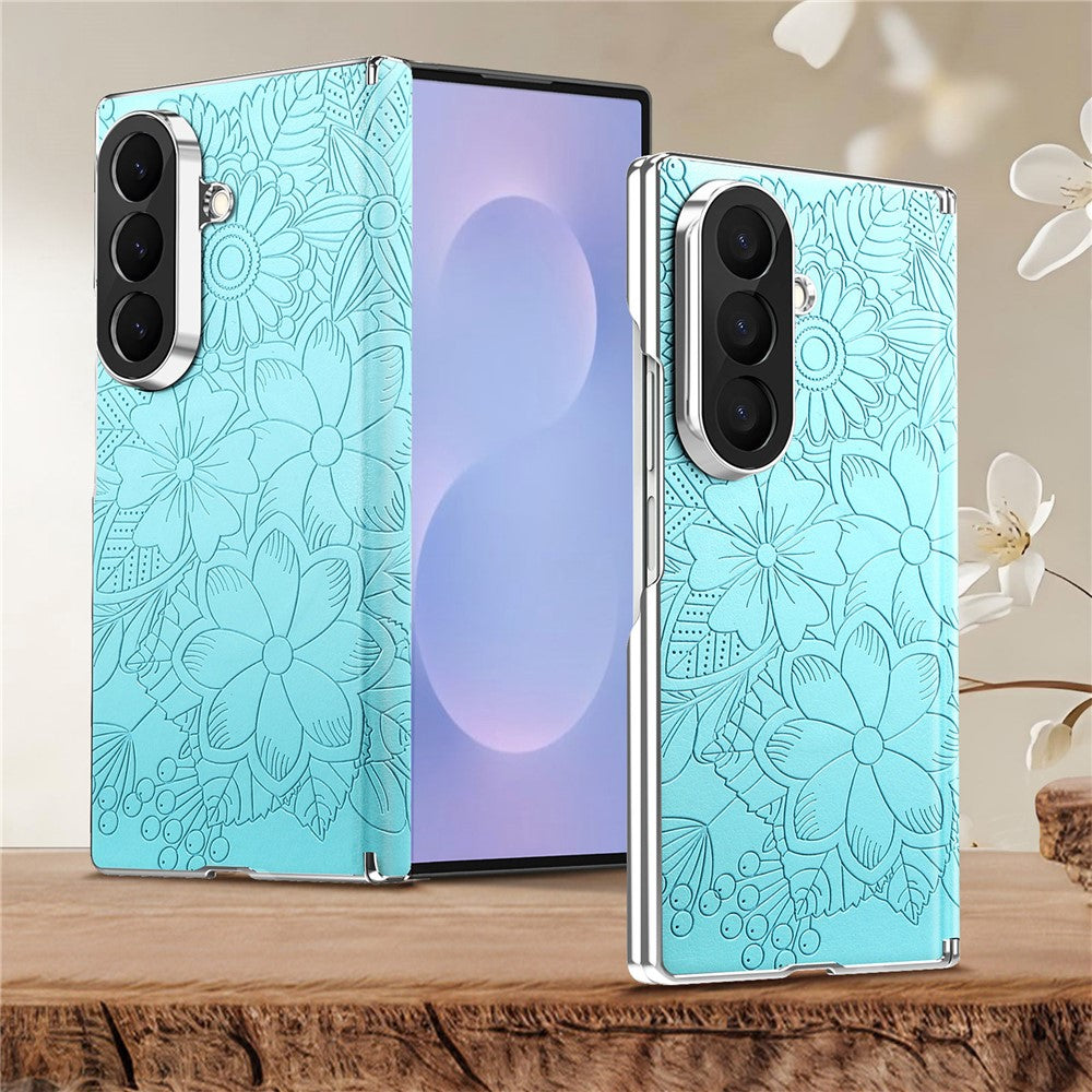 For Samsung Galaxy Z Fold8 Ultra Magnetic Case Embossed Floral Electroplated Dual-Axis Anti-Drop Phone Cover
