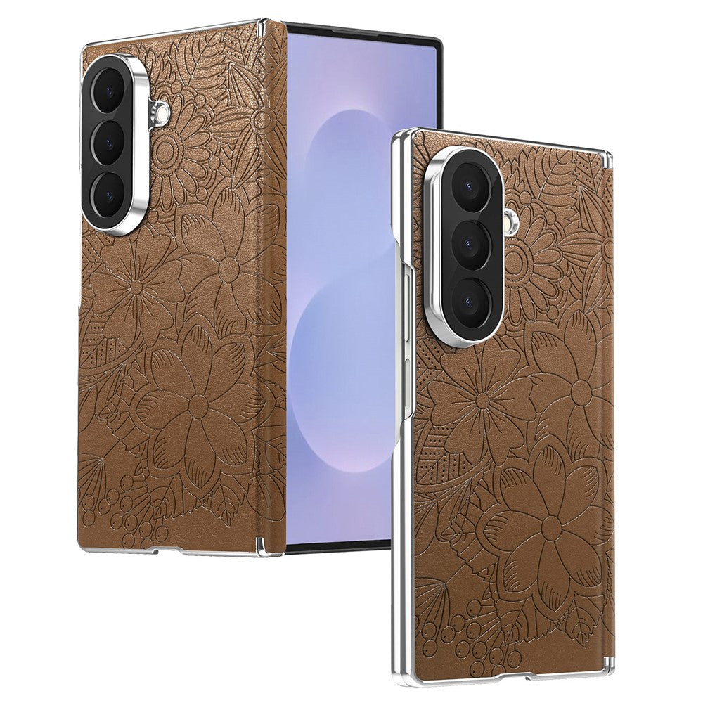 For Samsung Galaxy Z Fold8 Ultra Magnetic Case Embossed Floral Electroplated Dual-Axis Anti-Drop Phone Cover