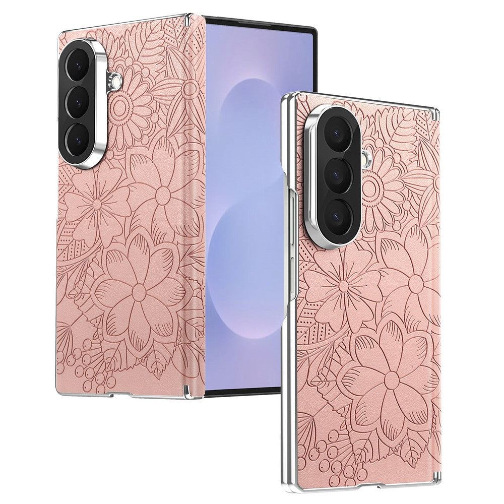 For Samsung Galaxy Z Fold8 Ultra Magnetic Case Embossed Floral Electroplated Dual-Axis Anti-Drop Phone Cover