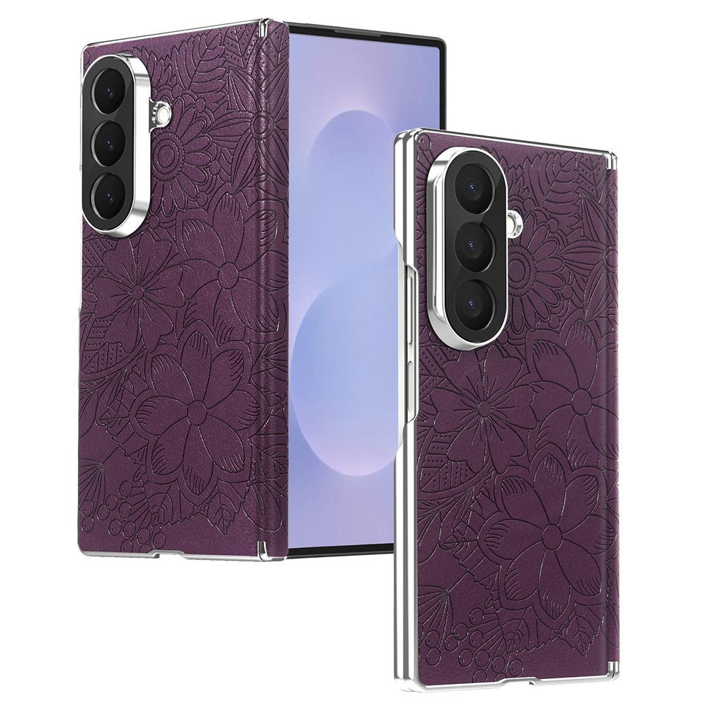 For Samsung Galaxy Z Fold8 Ultra Magnetic Case Embossed Floral Electroplated Dual-Axis Anti-Drop Phone Cover
