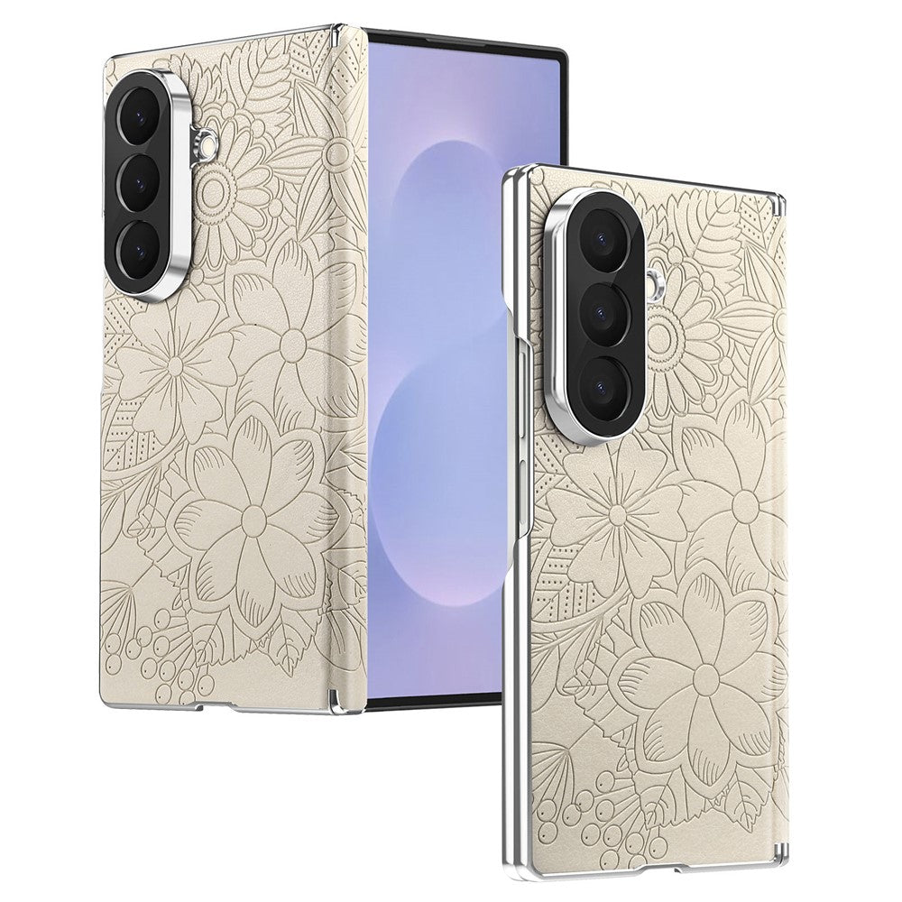 For Samsung Galaxy Z Fold8 Ultra Magnetic Case Embossed Floral Electroplated Dual-Axis Anti-Drop Phone Cover