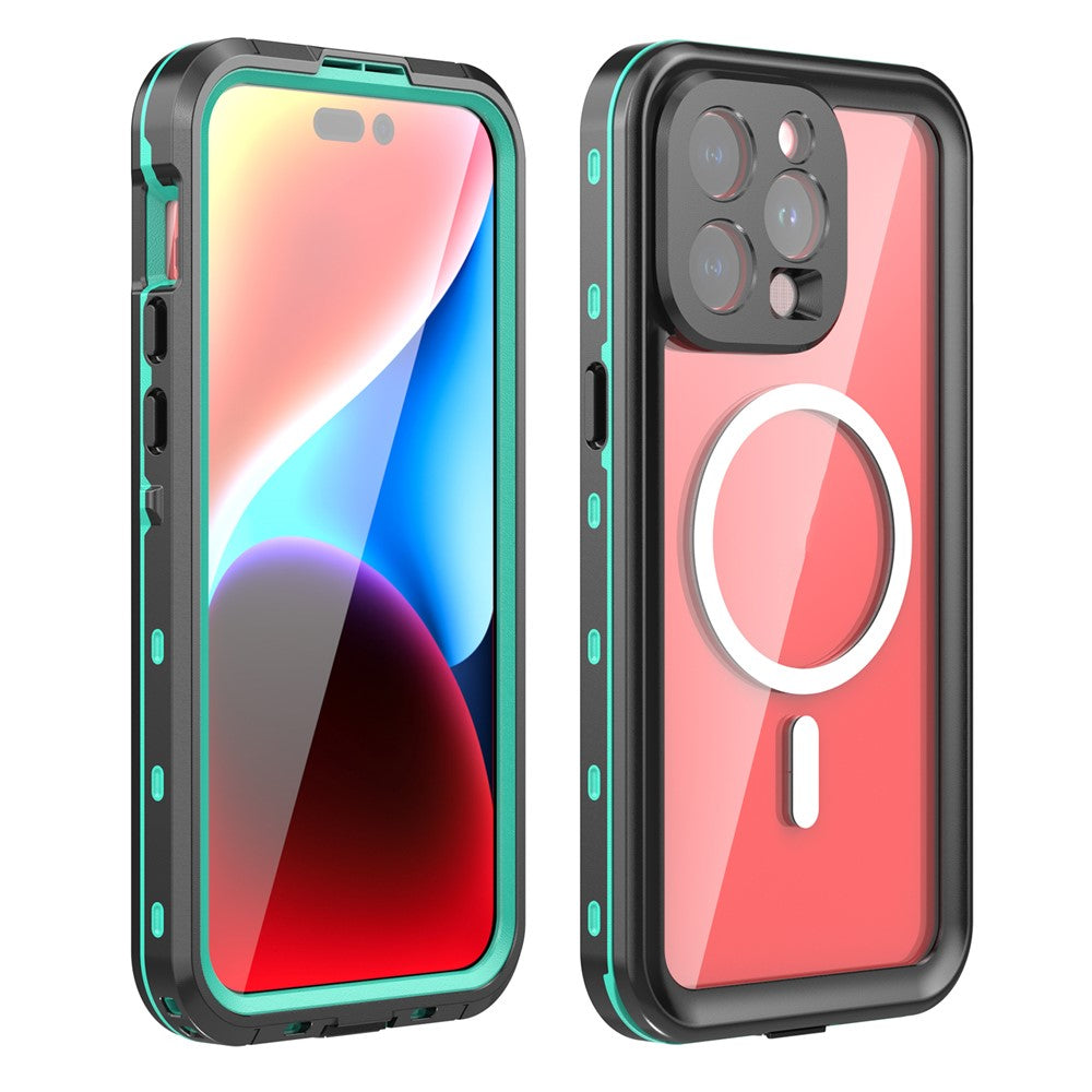 SHELLBOX Dot+ Series Magnetic Case for iPhone 15 Pro Max IP68 Waterproof Clear PC+TPU Phone Shell Compatible with MagSafe