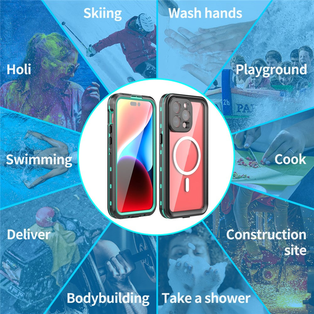 SHELLBOX Dot+ Series Magnetic Case for iPhone 15 Pro Max IP68 Waterproof Clear PC+TPU Phone Shell Compatible with MagSafe