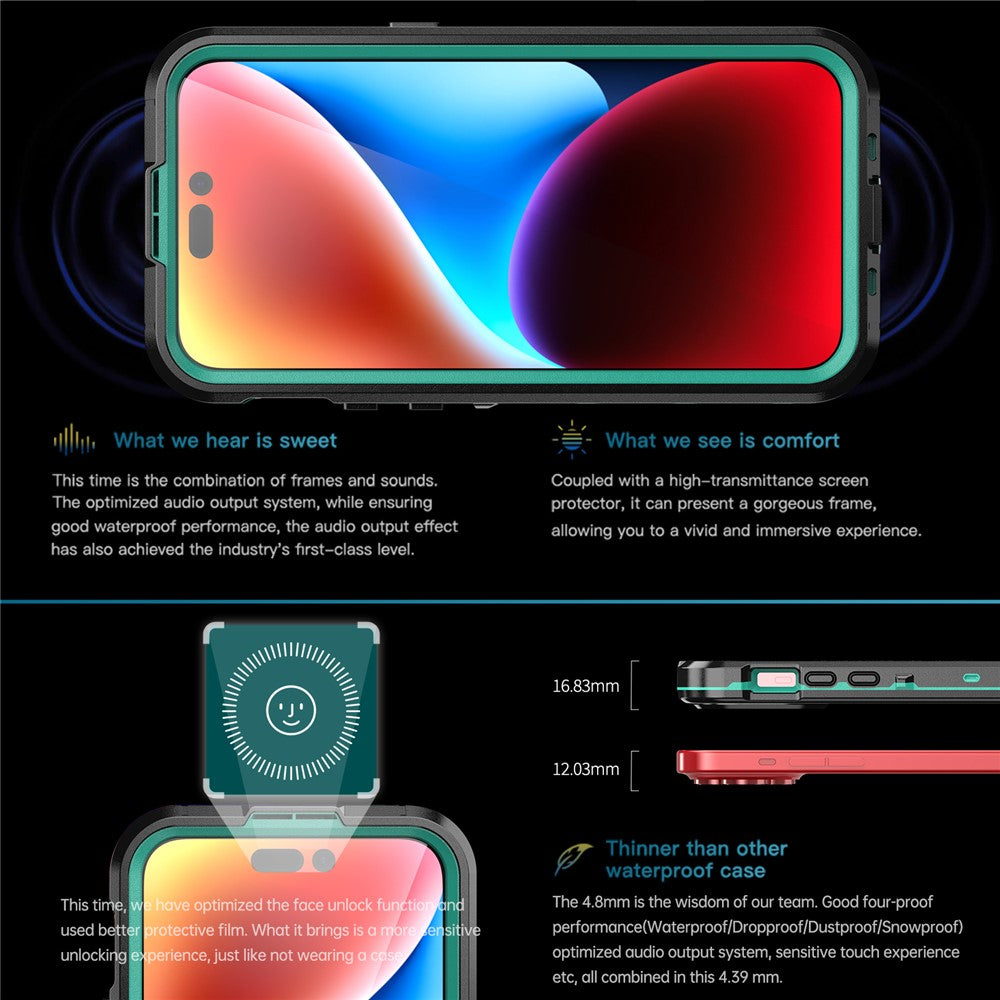 SHELLBOX Dot+ Series Magnetic Case for iPhone 15 Pro Max IP68 Waterproof Clear PC+TPU Phone Shell Compatible with MagSafe