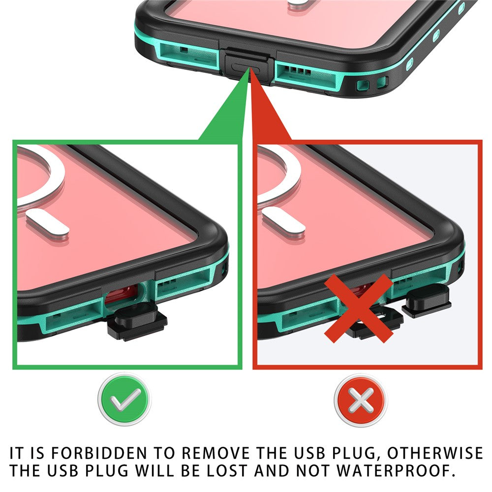 SHELLBOX Dot+ Series Magnetic Case for iPhone 15 Pro Max IP68 Waterproof Clear PC+TPU Phone Shell Compatible with MagSafe