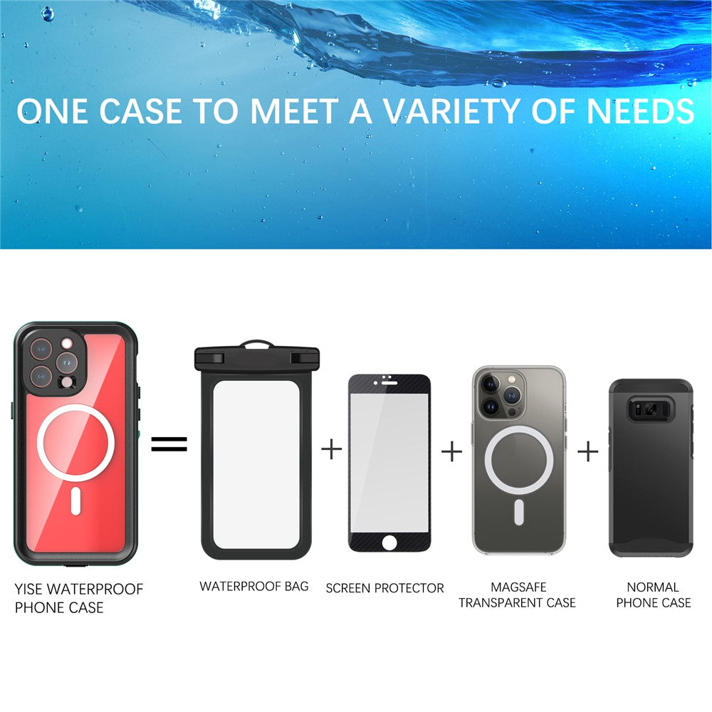 SHELLBOX Dot+ Series Magnetic Case for iPhone 15 Pro Max IP68 Waterproof Clear PC+TPU Phone Shell Compatible with MagSafe