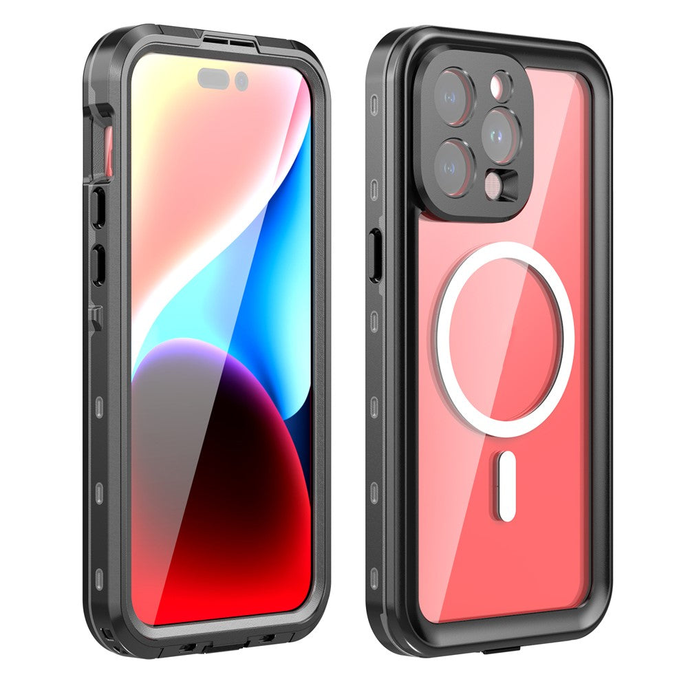 SHELLBOX Dot+ Series Magnetic Case for iPhone 15 Pro Max IP68 Waterproof Clear PC+TPU Phone Shell Compatible with MagSafe