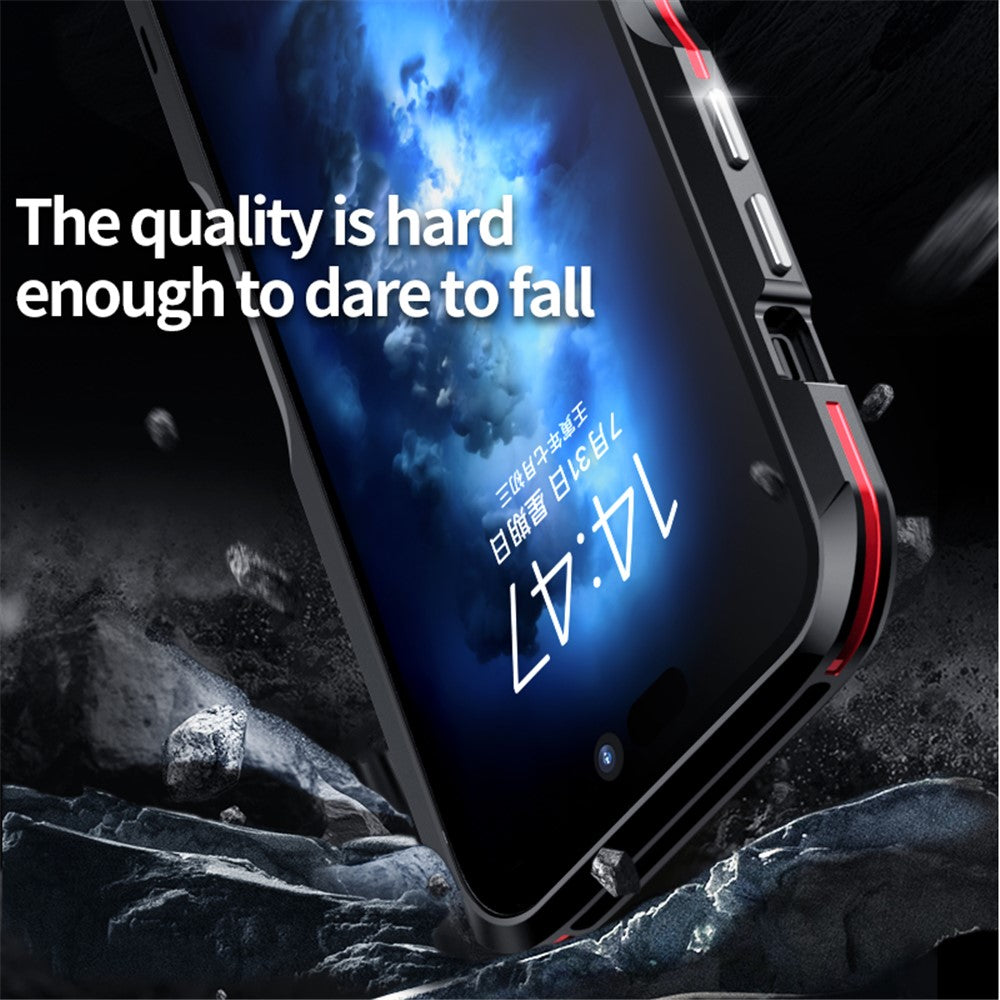 LUPHIE Bumper Case for iPhone 15 Pro Anti-Fall Shockproof Metal Frame Phone Cover Protector