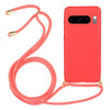 For Google Pixel 8 Pro Back Case Wheat Straw + TPU Shockproof Phone Cover with Adjustable Lanyard