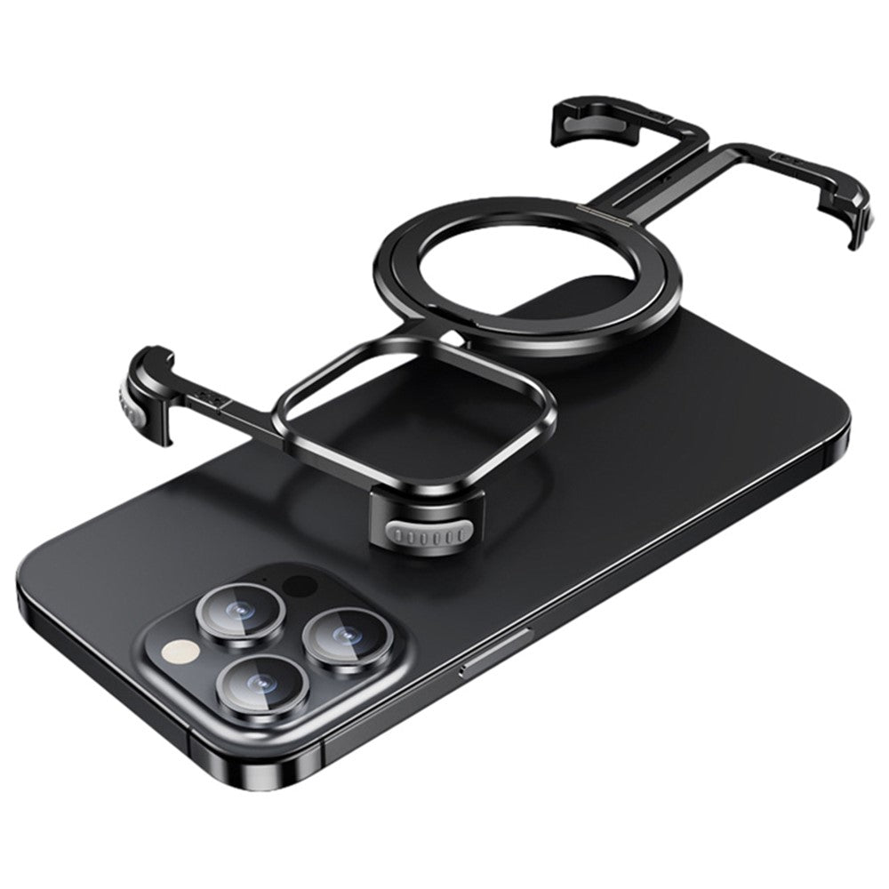 For iPhone 14 Pro Aluminum Alloy + TPU Case Kickstand Frameless Phone Cover Compatible with MagSafe