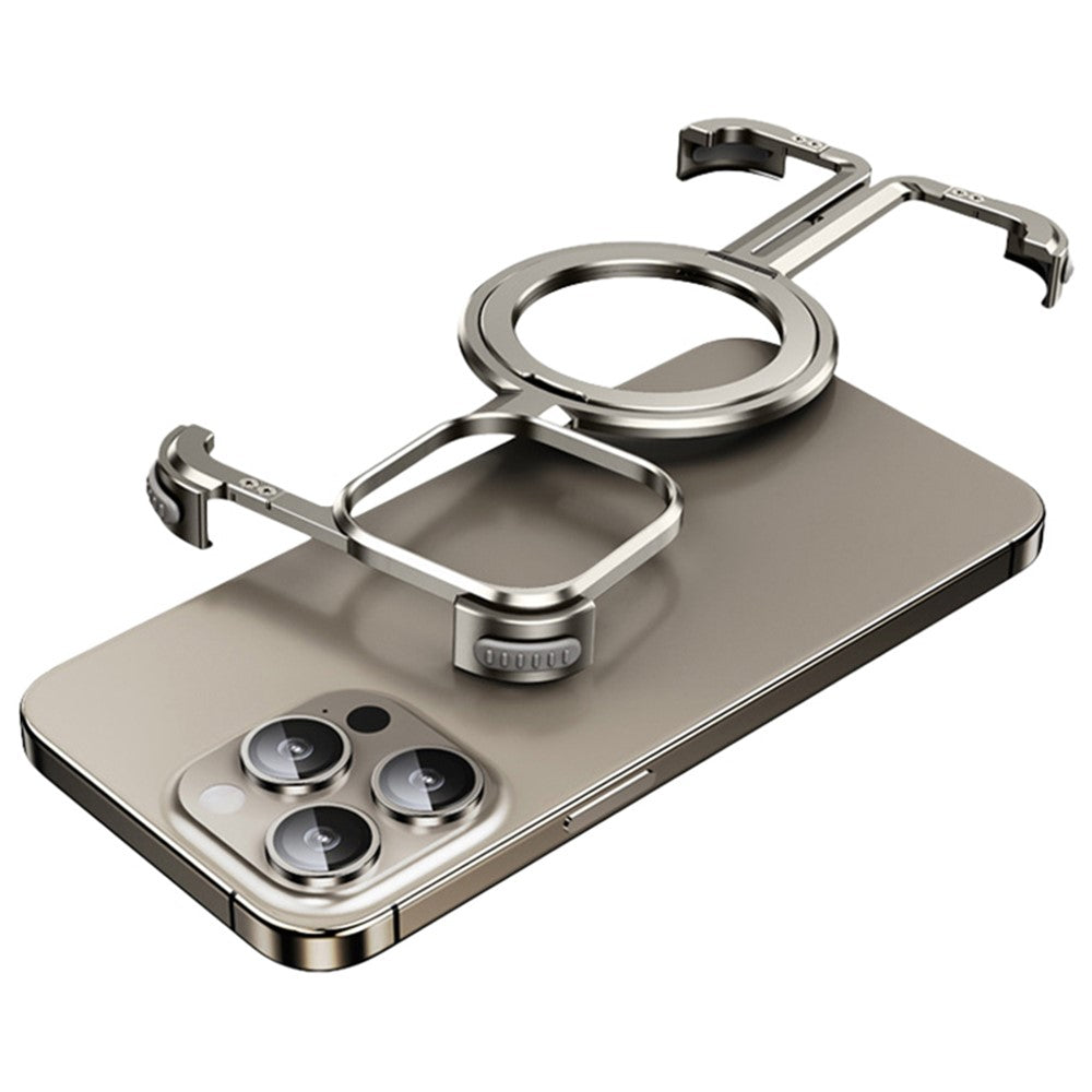 For iPhone 14 Pro Aluminum Alloy + TPU Case Kickstand Frameless Phone Cover Compatible with MagSafe