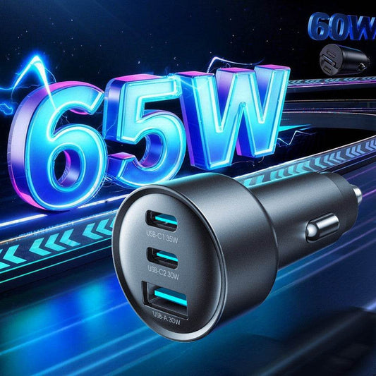 JOYROOM JR-CCN19 65W Car Charger 3 Ports USB-C PD 35W QC3.0 Fast Charging Cigarette Lighter Adapter