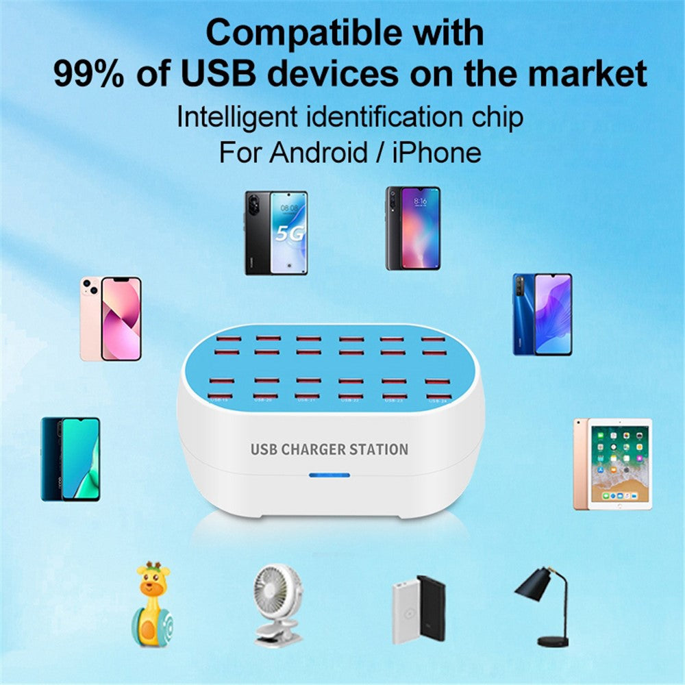830-24 180W 24 Ports USB Charger Adapter Tablet Phone Charger Desktop USB Charging Station for iPhone Samsung Xiaomi Huawei