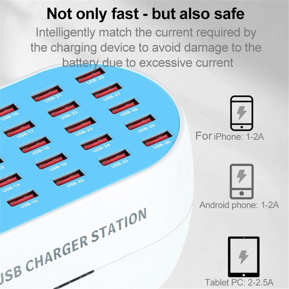 830-24 180W 24 Ports USB Charger Adapter Tablet Phone Charger Desktop USB Charging Station for iPhone Samsung Xiaomi Huawei