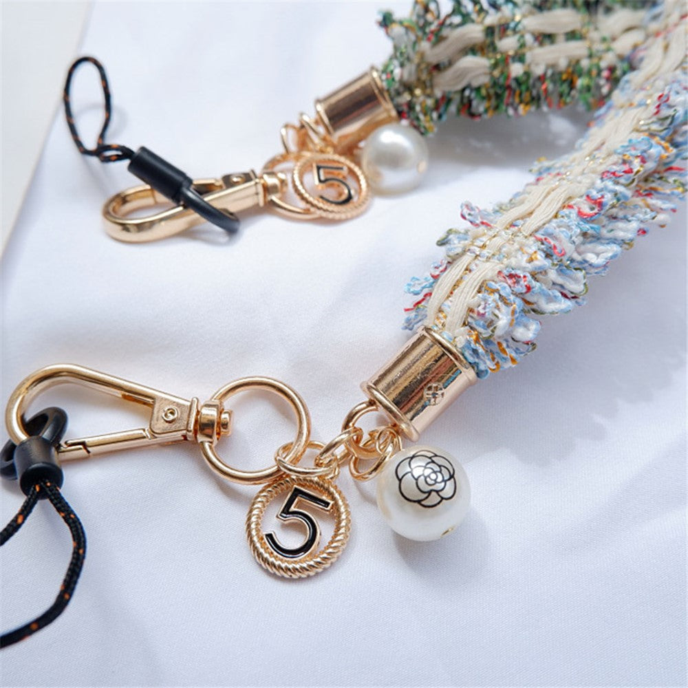 Camellia Series Pearl Ornament Mobile Phone Case Hanging Neck Lanyard Name Tag Neck Strap