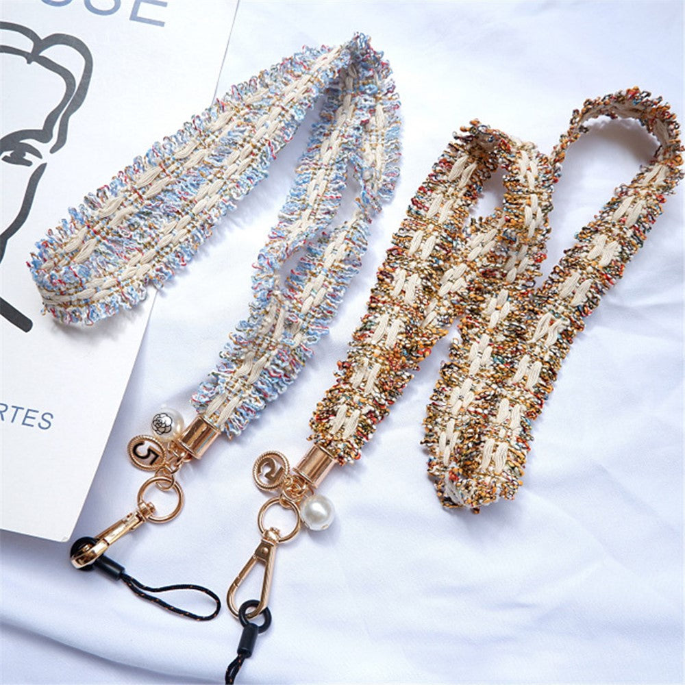 Camellia Series Pearl Ornament Mobile Phone Case Hanging Neck Lanyard Name Tag Neck Strap