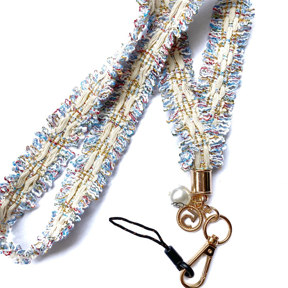 Camellia Series Pearl Ornament Mobile Phone Case Hanging Neck Lanyard Name Tag Neck Strap