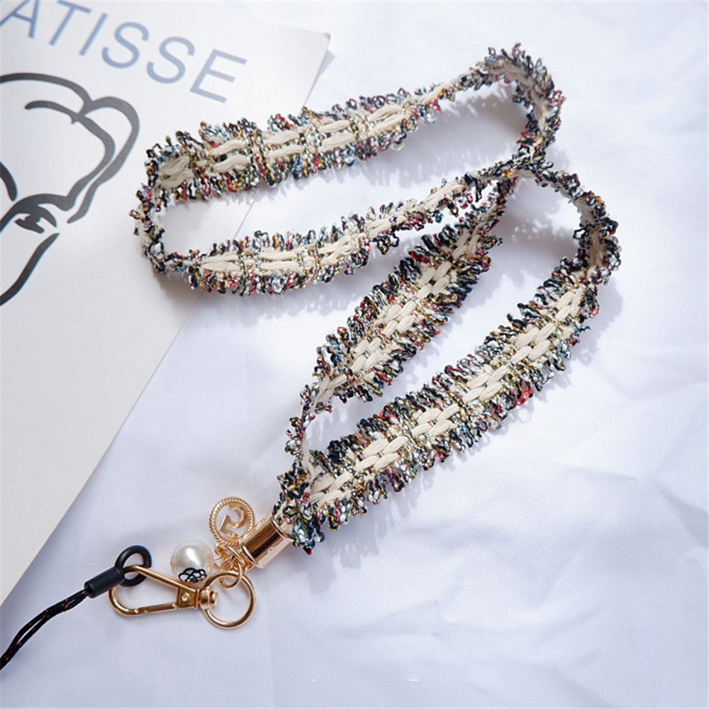 Camellia Series Pearl Ornament Mobile Phone Case Hanging Neck Lanyard Name Tag Neck Strap