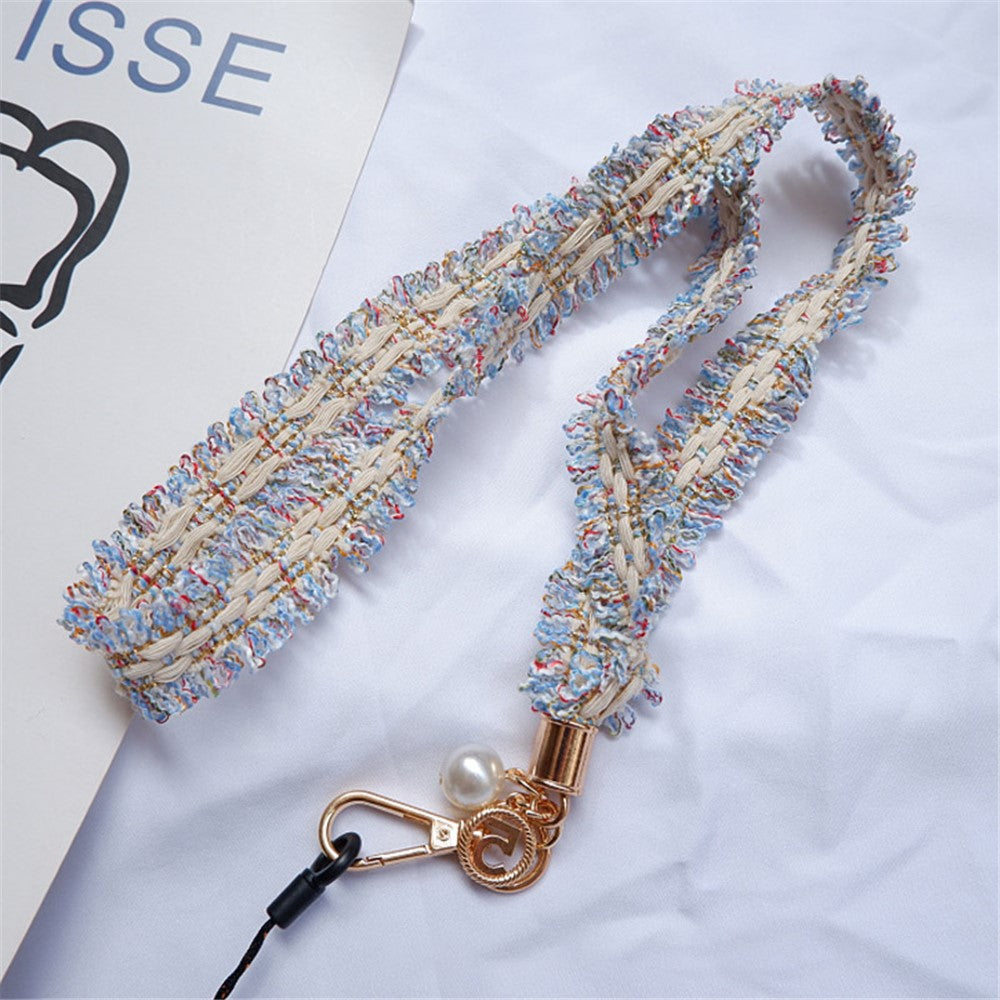 Camellia Series Pearl Ornament Mobile Phone Case Hanging Neck Lanyard Name Tag Neck Strap