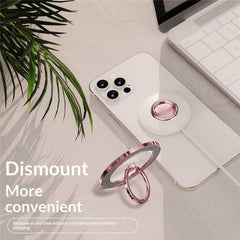 Glitter Magnetic Ring Holder 360° rotating silver phone grip and kickstand with strong magnetic attachment and wireless charging compatibility
