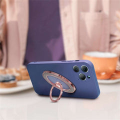 Silver glitter magnetic ring holder with 360° rotating phone grip and kickstand