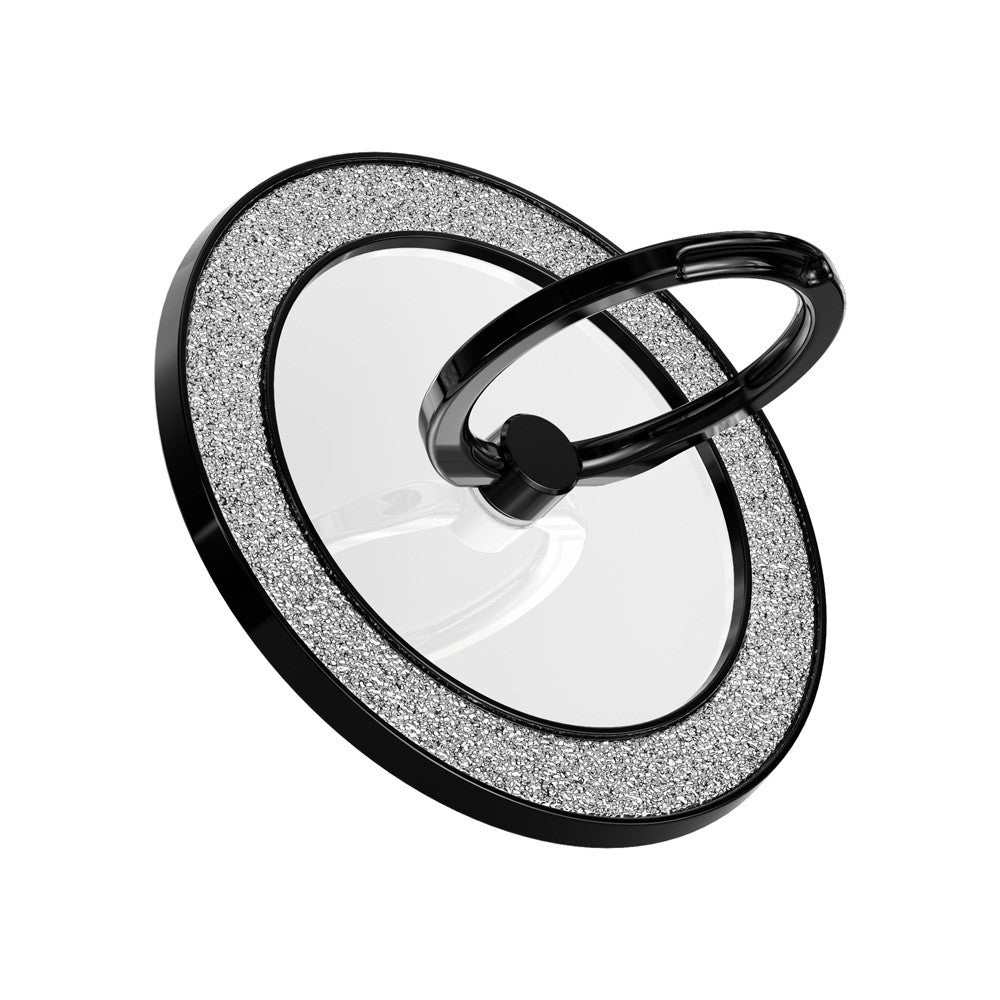 Silver glitter magnetic ring holder 360° rotating phone grip and kickstand