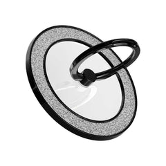 Silver glitter magnetic ring holder 360° rotating phone grip and kickstand