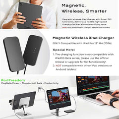 Magnetic Wireless Charger for iPad Air 13 (2025) / (2024) / Pro 12.9 (2022) / (2021) / (2020) / (2018) Fast Charging Pad with USB