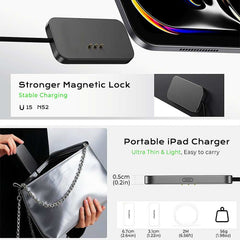Magnetic Wireless Charger for iPad Air 13 (2025) / (2024) / Pro 12.9 (2022) / (2021) / (2020) / (2018) Fast Charging Pad with USB