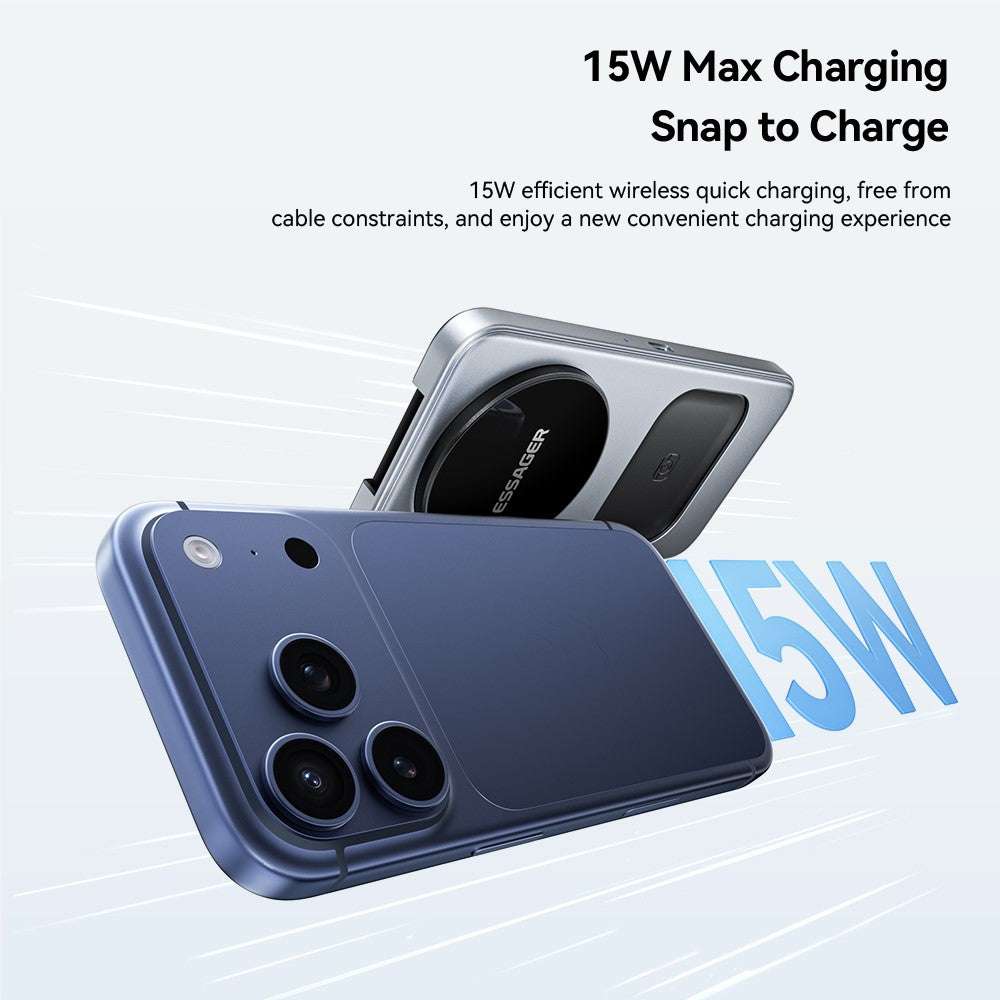 ESSAGER 3-in-1 foldable wireless charger station with magnetic 15W fast charging for phone, watch, and earbuds