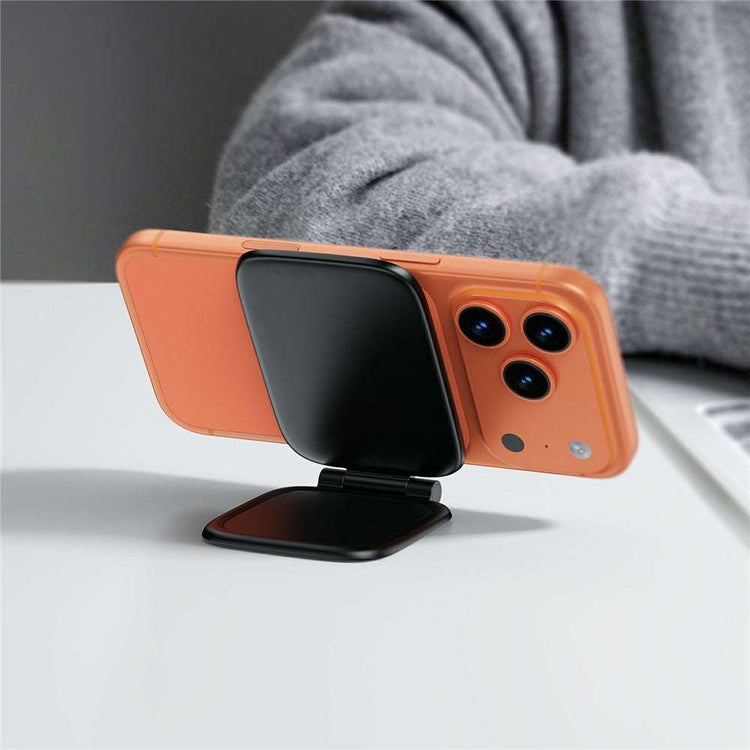 ACEFAST E46 ultra-thin foldable magnetic phone holder with 270° adjustable angle and anti-slip silicone surface on desktop stand