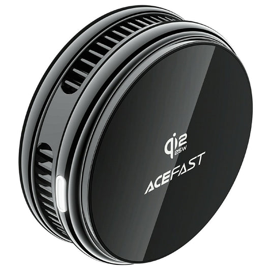 ACEFAST E47 Qi2 25W black wireless charger with magnetic cooling and fast charging for smartphones