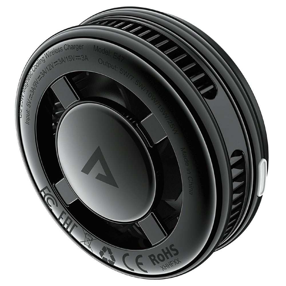 ACEFAST E47 QI2 25W black wireless charger with magnetic cooling for fast phone charging and gaming