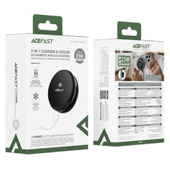 ACEFAST E47 QI2 25W black wireless charger with magnetic cooling and fast charging for smartphones