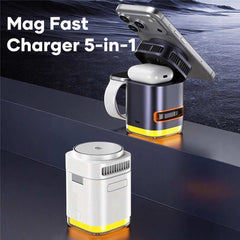 JJT-C53 5-in-1 Magnetic Wireless Charger Semiconductor Cooling System Qi2.2 25W Fast Charging Stand with Built-in Type-C Cable