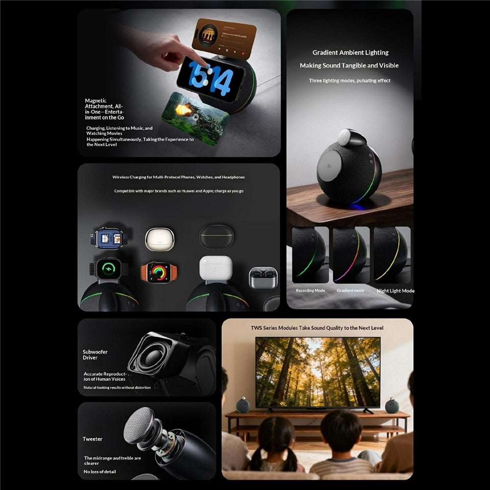 WIWU G042 3 in 1 Qi2.2 25W Wireless Charging Speaker Magnetic Fast Charger for Phone Watch Earbuds