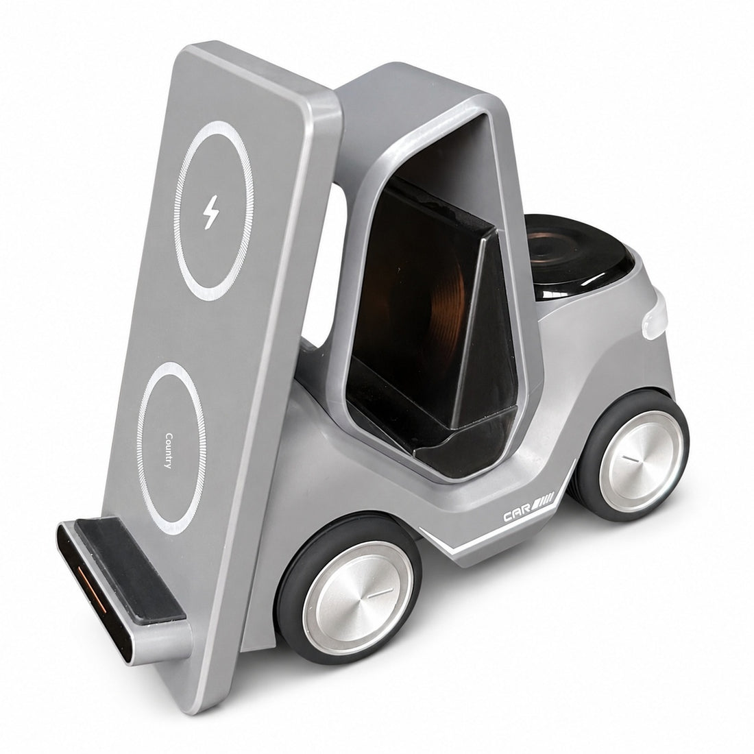 T20S Forklift Design 3 in 1 Desktop Wireless Charger Stand 15W Fast Charging for Phone Watch Earphone