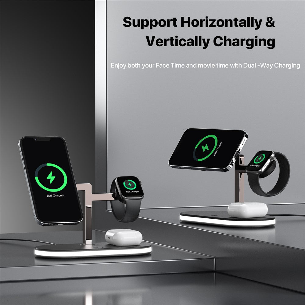 UD23 3 in 1 Magnetic Wireless Charger Station for iPhone 12-15 / Apple Watch / Earphones