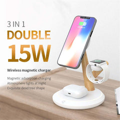TH02 Tree Branch Design 3 in 1 15W Magnetic Wireless Charger Desktop Charging Stand