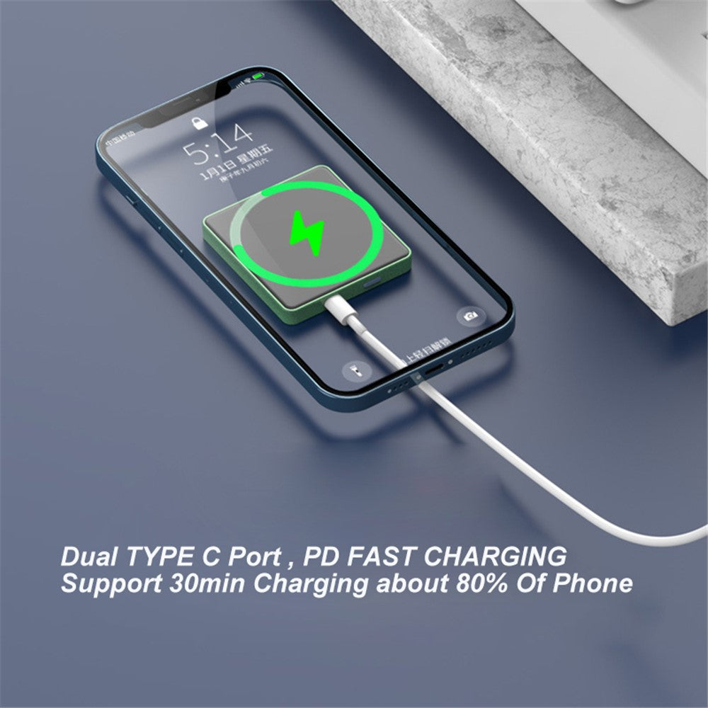 E30 10000mAh Magnetic Wireless Power Bank Mini External Battery Pack for iPhone 12 / 13 Series Support 20W PD Fast Charging