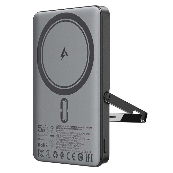 ACEFAST M16-5000 ultra-thin 5000mAh power bank with 18W PD wireless charger and built-in stand
