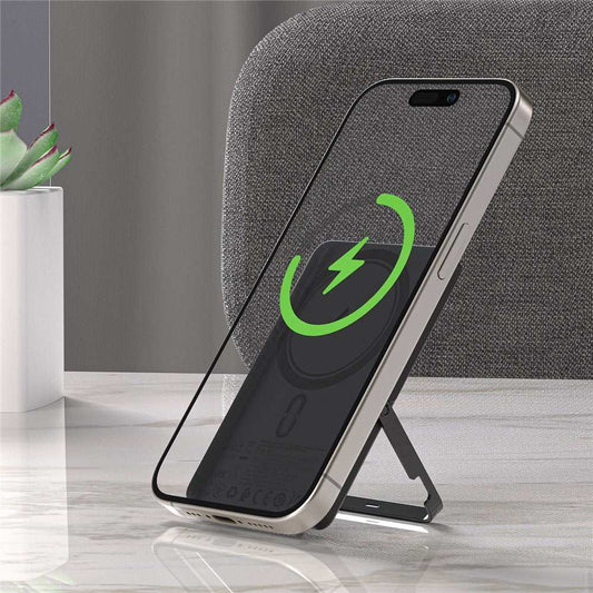 ACEFAST M16-5000 ultra-thin 5000mAh power bank with 18W PD fast charging, magnetic wireless charger, and built-in stand