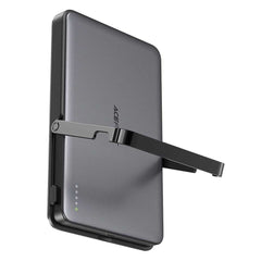 ACEFAST M16-5000 ultra-thin 5000mAh power bank with 18W PD fast charging, magnetic wireless charging, and built-in stand