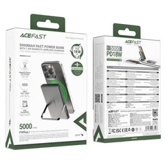 ACEFAST M16-5000 ultra thin 5000mAh power bank with 18W PD fast charging wireless charger and built-in stand