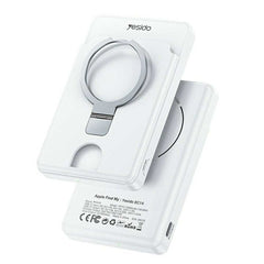 YESIDO YP73 Wireless Charging Power Bank 5000mAh black metal stand card holder phone charger