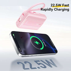 ESSAGER Digital Display 20000mAh Power Bank 22.5W Fast Charging Battery Pack with Dual Built-in Cables - Blue