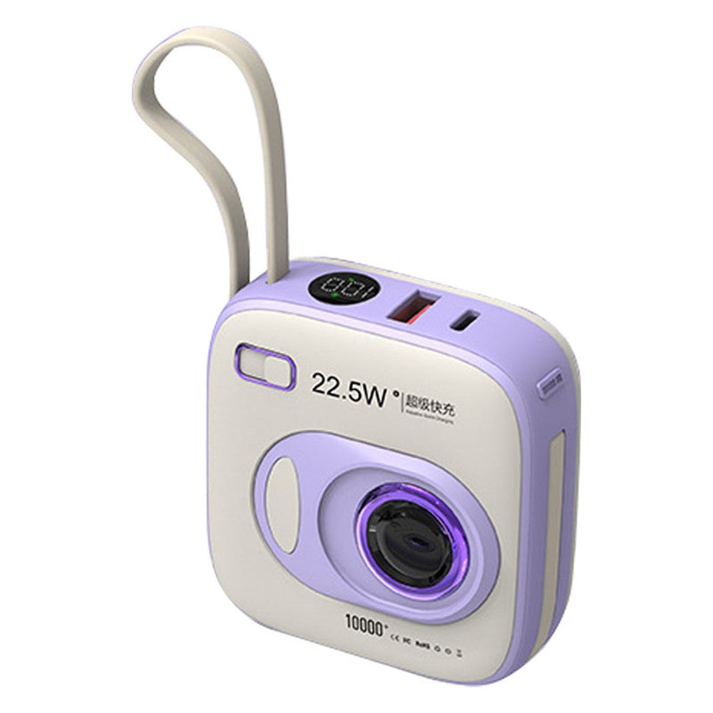 E52 10000mAh Mini Cabled Power Bank Camera-Shape Portable Phone Charger External Battery Pack